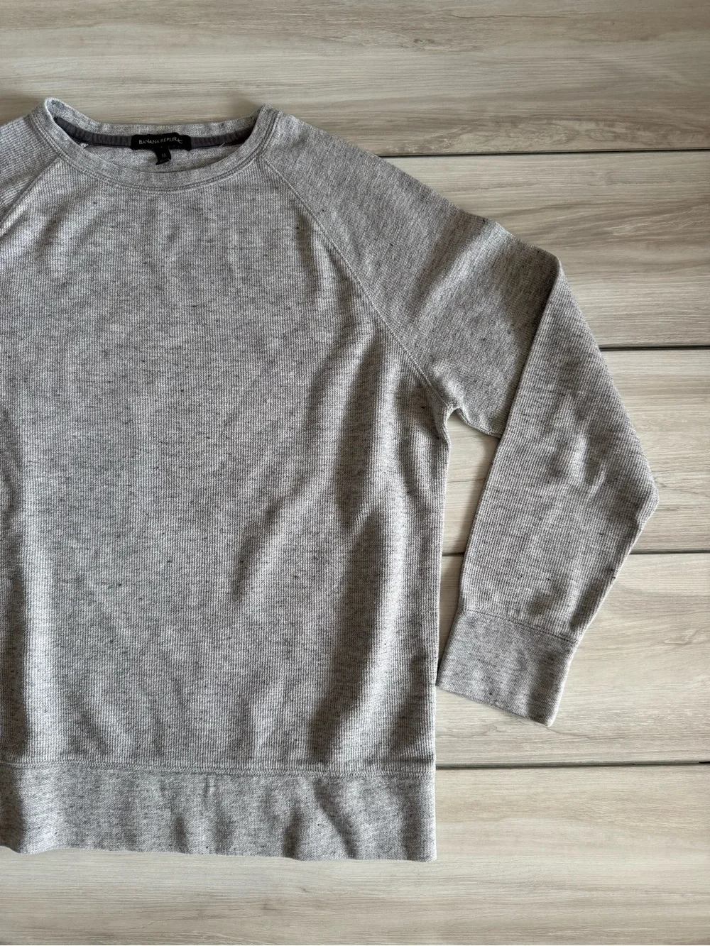 Banana Republic Waffle Crew Sweatshirt Grey Medium NWOT